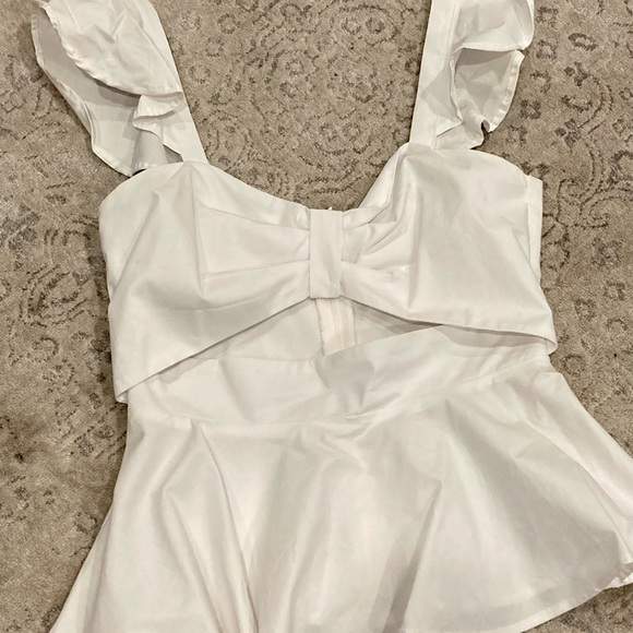 White Flutter Cut Out Top - Picture 2 of 6